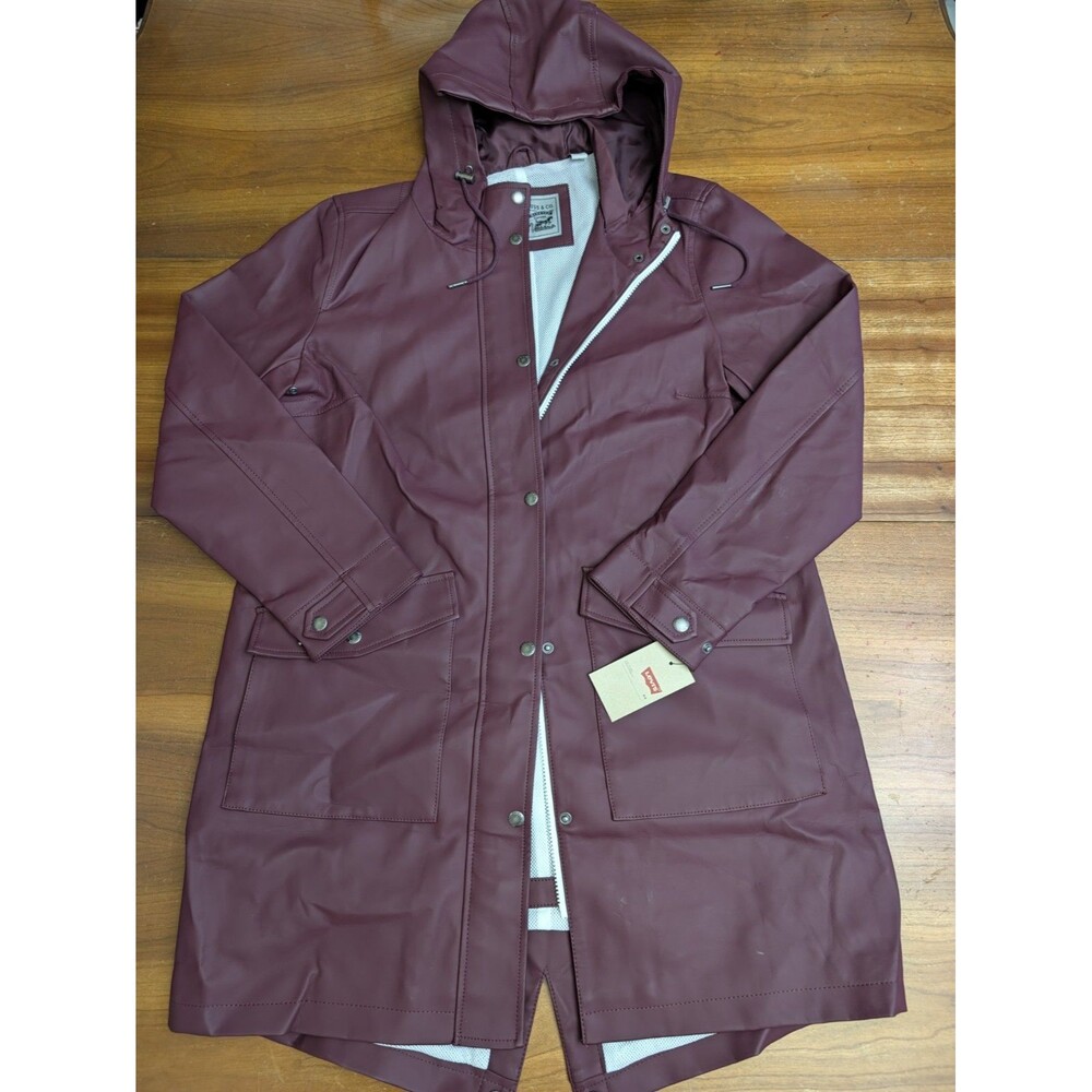 Levi’s NWT Unisex Large Wine Maroon Mesh Lining Polyurethane Raincoat Jacket